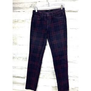 Joe’s Womens 27 Burgundy Midnight Port Plaid Corduroy The Skinny Fit Pants